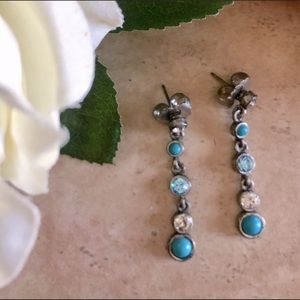 Lia Sophia turquoise and crystal dangle earrings
